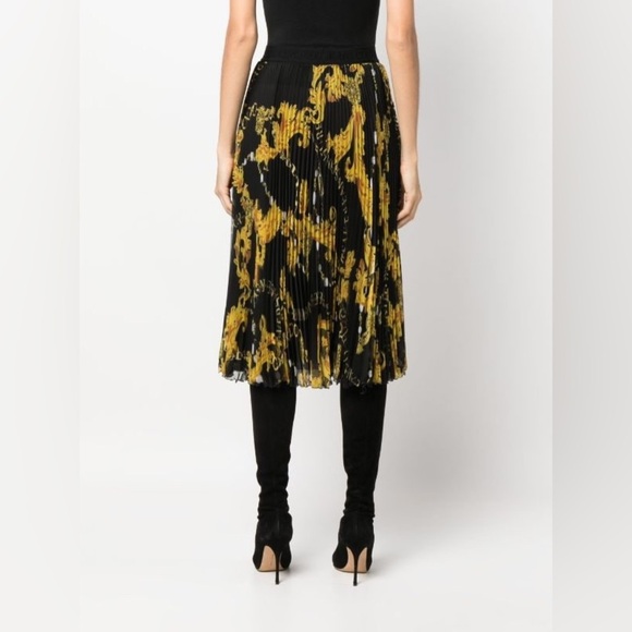 Versace Jeans Couture Chain Couture midi skirt Savage Barocco IT 48 US 12 pleats - Picture 4 of 9
